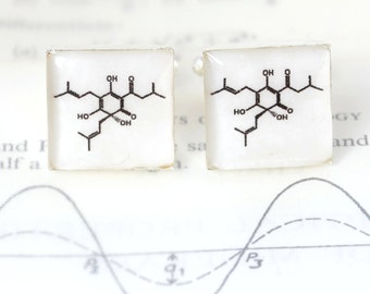 Cufflinks, cuff links, Molecular Structure Cufflinks, Beer Cufflinks, beer molecule cufflinks, Science Cufflinks, gifts for scientists