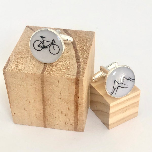 Bicycle cufflinks, Bike cufflinks, Mountain Bike Cufflinks, bike gifts, Bike Cuff Links, cycling gifts, Silver cufflinks, dad cufflinks