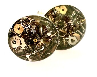Steampunk-manchetknopen, manchetknopen horlogedeel, manchetknopen steampunk, zilveren manchetknopen, gotische manchetknopen, steampunk-accessoires, steampunkkunst