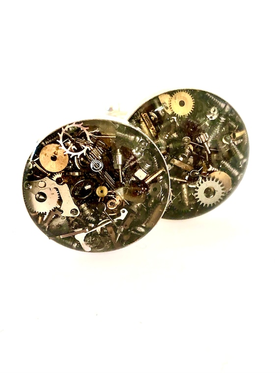 Steampunk Cufflinks, watch part cufflinks, Steam Punk Cufflinks, Silver Cufflinks, Gothic cufflinks, Steampunk accessories, Steampunk art