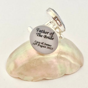 Gemelos de padre de la novia, gemelos de boda de plata, gemelos de boda, gemelos de boda personalizados, gemelos de boda, regalos de boda