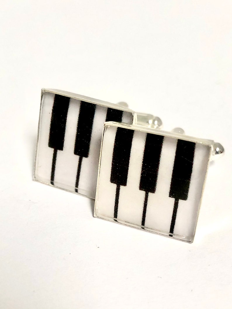 Piano Cufflinks, Keyboard Cufflinks, Fathers gifts, gifts for dad, gifts for him, gifts for musicians, music cufflinks, music gifts image 1