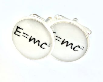 Mens Gifts, E=MC2 cufflinks, Science Cufflinks, Physics Cufflinks, Science gifts, Gift for Scientist, graduate gifts, cufflinks science