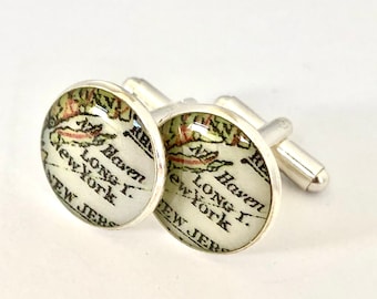 Mens fashion, New York Cufflinks, New York Map cufflinks, map of New York cufflinks, geography cufflinks,Map Cufflinks,Wall Street Cufflinks