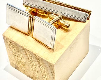 Rare Vintage Cufflinks, Steel Cufflinks, Vintage Cufflinks, Retro Cufflinks, Antique Cufflinks, 1960s Cufflinks, Cufflinks and Tie Bar Set