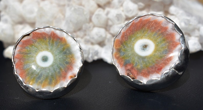 Brown and Green Solar Quartz Post Earrings