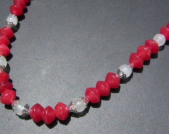 Red & White Snow Jade Necklace