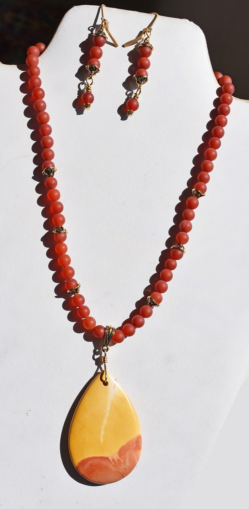 Matte Red Agate Gold-plated Earrings