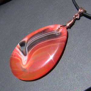 Orange & Black Onyx Drop Pendant