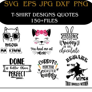 150+ T-Shirt Designs & Quotes Bundle | 5 Formats | Digital Download