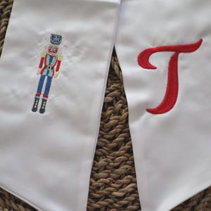 Custom Christmas Wreath Sash, Nutcracker Wreath Sash, Holiday Wreath Sash, Embroidered Wreath Sash, Embroidered Christmas Wreath Sash