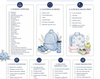 Back to School Essentials Checklist Printable | School Supplies Checklist | First Day of School Planner | US Letter PDF | Instant Download