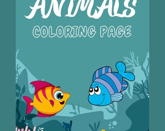 Página para colorear de animales marinos para niños – Actividad imprimible con temática oceánica – Descarga digital instantánea