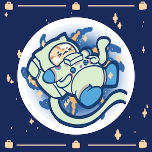 Astronaut Cat Vinyl Sticker: Waterproof Kawaii Decal