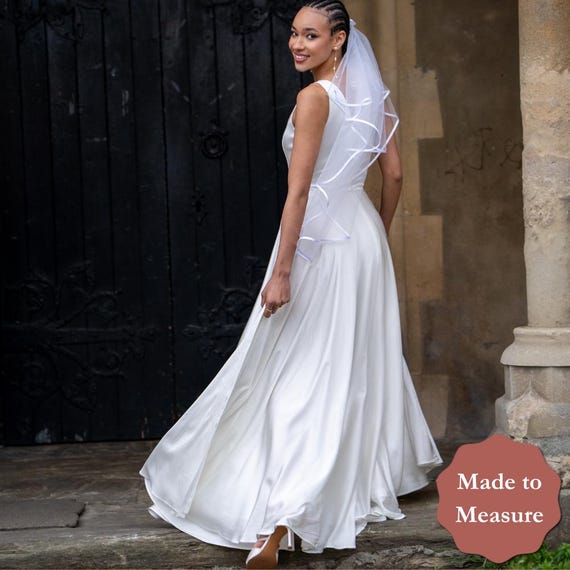 Size 8 Satin Maxi Dress | Estelle | Long Bridal Gown | Minimal | Minimal Asymmetric Dress