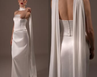 Satin Crepe Scarf | Daisy | Bridal Accessories  | Minimal Wedding Accessories