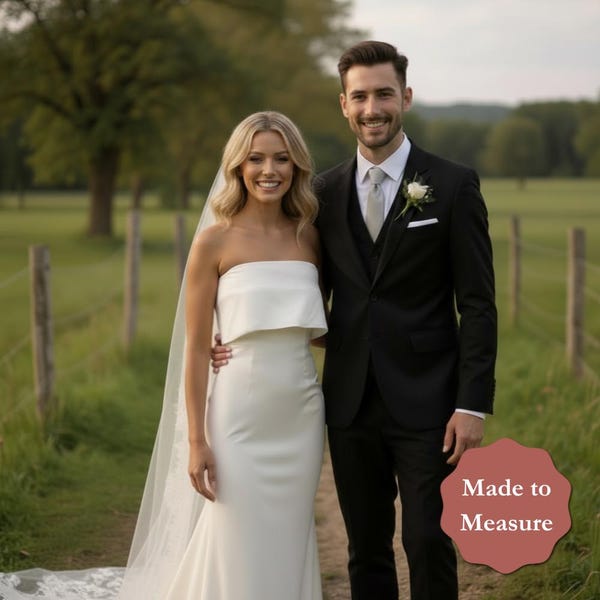 Size 8 Satin Crepe  Dress | Sophie | Bridal Gown | | Minimal Asymmetric  Dress