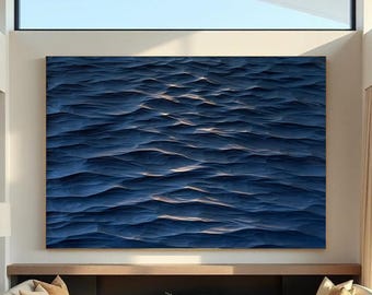 Blue Ocean Waves 3D Wood Carving: Textured Wall Art Sculpture - Etsy