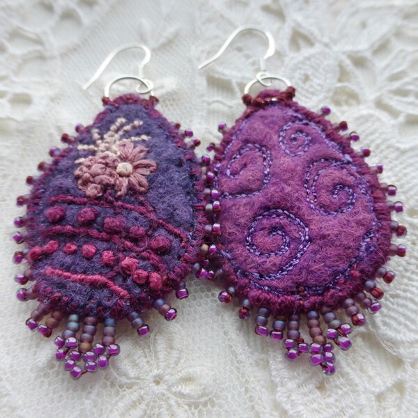 Purple Felt Earrings