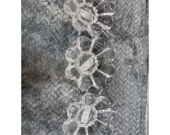 Conjunto de 3 castiçais de cristal Mikasa Zinnia para velas de chá, com flores transparentes, fabricados na Áustria.