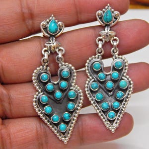 Turquoise Stud Earring Jewelry - Handmade Sterling Silver Earring - Blue Gemstone Stud - Handmade jewelry Gift for her