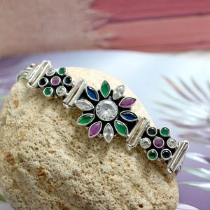925 Sterling silver bracelet Natural Multi Gemstones Bracelet Handmade Bracelet Wedding Gift Gift For Her Gift For Mom