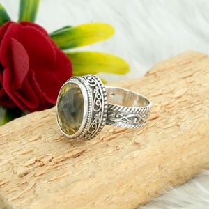 Dainty Citrine Designer Band Ring, 925 Sterling Silver Jewelry, Minimalist Ring, Natural Yellow Gemstone Ring, Gift For Her, Boho Ring