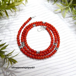 Natural Italian Coral Beaded Necklace Natural Red Coral Gemstone Necklace Handmade Necklace Wedding Gift Gift For Her Gift For Mom