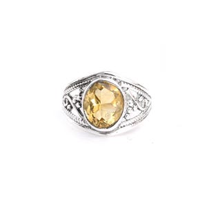 Dainty Citrine Designer Band Ring, 925 Sterling Silver Jewelry, Minimalist Ring, Natural Yellow Gemstone Ring, Gift For Her, Boho Ring