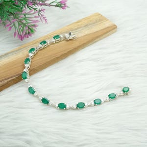 Green onyx Bracelet Sterling silver Jewelry bracelet Natural Green Gemstone Bracelet Handmade Bracelet Wedding Gift gift For Her