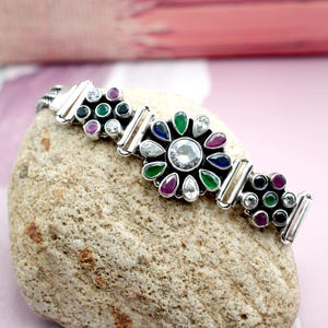 925 Sterling silver bracelet Natural Multi Gemstones Bracelet Handmade Bracelet Wedding Gift Gift For Her Gift For Mom