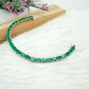 Natural Green onyx Bracelet 925 Sterling silver bracelet Natural Green Gemstone Bracelet Handmade Bracelet Wedding Gift gift For Her