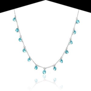 Blue Topaz Necklace 925 Sterling Silver Jewelry Natural BT Gemstones Necklace Handmade Necklace Women Necklace, Gift For Her