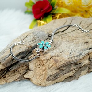 925 Sterling silver Turquoise bracelet Natural Blue Turquoise Gemstone Bracelet Handmade Bracelet Wedding Gift Gift For Her Gift For Mom