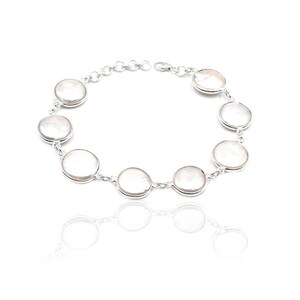 925 Sterling silver Pearl bracelet Natural White Pearl Gemstone Bracelet Handmade Bracelet Wedding Gift Gift For Her Gift For Mom