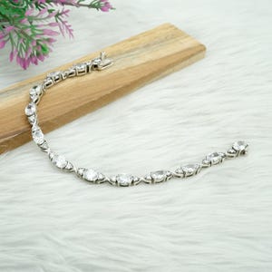 Cubic zirconia Bracelet Sterling silver bracelet Natural Gemstone Bracelet Handmade Bracelet Wedding Gift gift For Her
