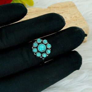 925 Sterling silver Turquoise Ring Natural Blue Gemstones Ring Handmade Ring Adjustable Ring Wedding Gift Gift For Her Gift For Mom