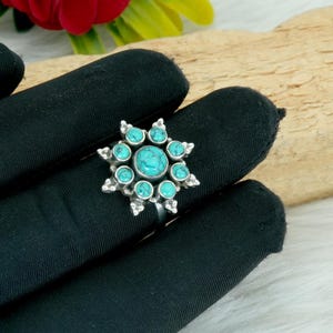 925 Sterling silver Turquoise Ring Natural Blue Gemstones Ring Handmade Ring Adjustable Ring Wedding Gift Gift For Her Gift For Mom