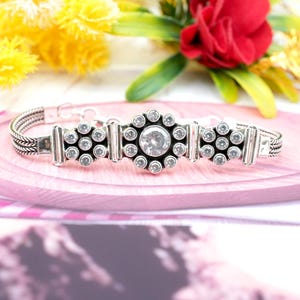 925 Sterling silver Cubic Zirconia bracelet Natural White CZ Gemstone Bracelet Handmade Bracelet Wedding Gift Gift For Her Gift For Mom