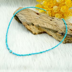 Turquoise Beaded Necklace 925 Sterling Silver Jewelry Blue Turquoise Gemstone Necklace Handmade Necklace Men/Women Necklace, Gift For Her