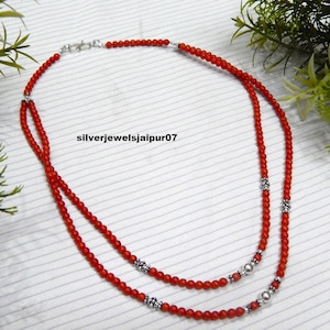 Natural Italian Coral Beaded Necklace Natural Red Coral Gemstone Necklace Handmade Necklace Wedding Gift Gift For Her Gift For Mom