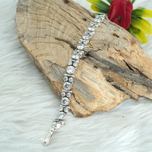 925 Sterling silver Zircon bracelet Natural White Zircon Gemstone Bracelet Handmade Bracelet Wedding Gift Gift For Her Gift For Mom