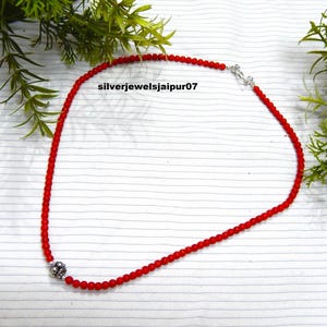 Sterling silver Coral Beaded Necklace Natural Red Coral Gemstone Necklace Handmade Necklace Wedding Gift Gift For Her Gift For Mom