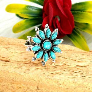 925 Sterling silver Turquoise Ring Natural Blue Turquoise Gemstone Ring Handmade Ring Adjustable Ring Wedding Gift Gift For Her Gift For Mom