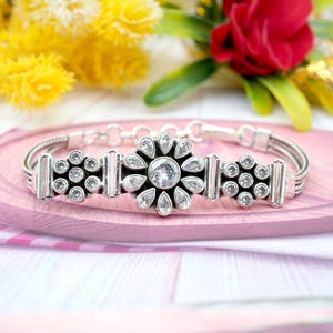 925 Sterling silver Cubic Zirconia bracelet Natural White CZ Gemstone Bracelet Handmade Bracelet Wedding Gift Gift For Her Gift For Mom