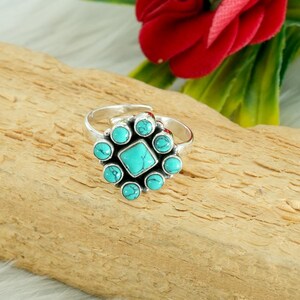 925 Sterling silver Turquoise Ring Natural Blue Gemstones Ring Handmade Ring Adjustable Ring Wedding Gift Gift For Her Gift For Mom