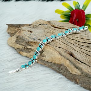 925 Sterling silver Turquoise bracelet Natural Blue Turquoise Gemstone Bracelet Handmade Bracelet Wedding Gift Gift For Her Gift For Mom