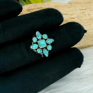 925 Sterling silver Turquoise Ring Natural Blue Gemstones Ring Handmade Ring Adjustable Ring Wedding Gift Gift For Her Gift For Mom