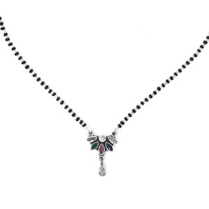 925 Sterling Silver Multi Gemstones Mangal sutra Necklace, Black Beads Necklace, Handmade Jewelry, Women Necklace, Gift For Her