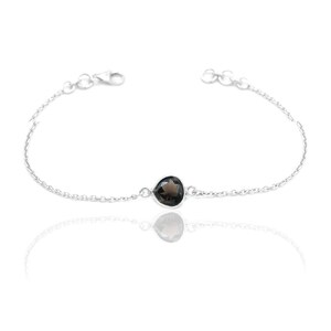 Pulseira de quartzo fumê, joia de prata esterlina 925, pulseira com pedra preciosa de quartzo marrom natural, pulseira feita à mão, pulseira feminina, presente para ela